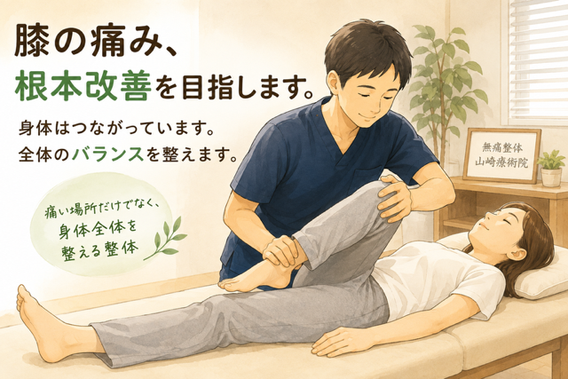 膝痛のお客様への施術イメージ画像